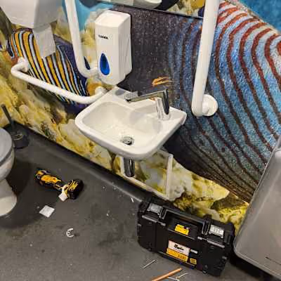 Bathroom sink installation in progress